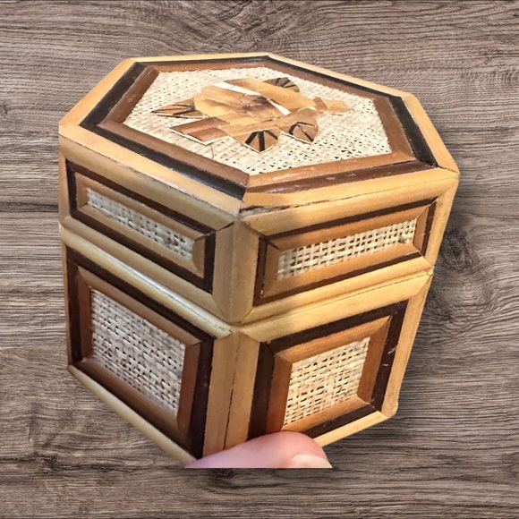 Trinket Jewelry Boxes Bamboo Floral Duck Wood (Lot of 2) - Picture 6 of 7